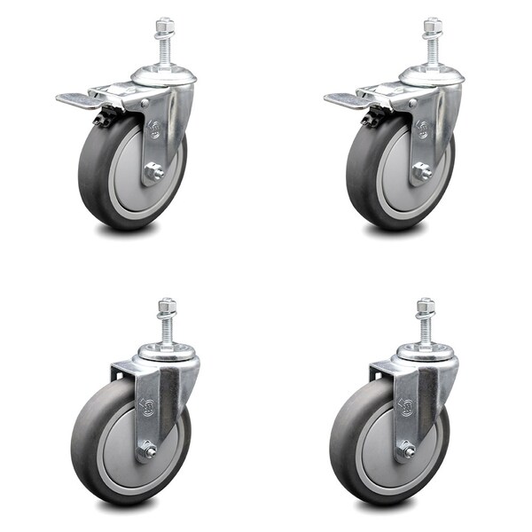 Service Caster 5 Inch Thermoplastic Rubber Swivel 3/8 Inch Stem Caster Total Lock Brake, 2PK SCC-TSTTL20S514-TPRB-381615-2-S-2 - main